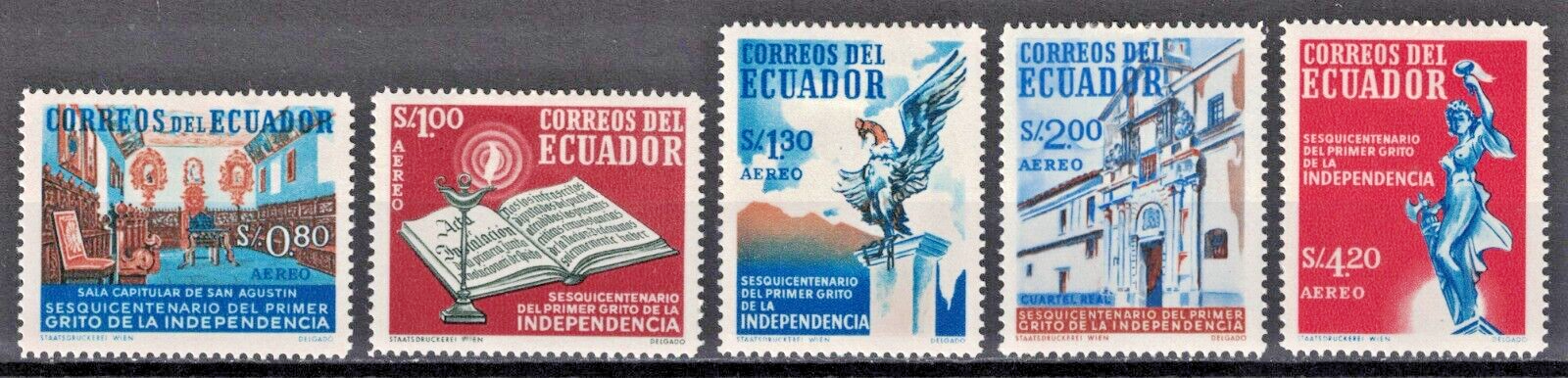 ECUADOR:1959 SC#C345-C349 MH Sesquicentennial of the revolution AL1009 ...