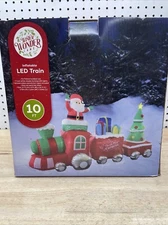 Winter Wonder Lane Inflatable 10 Ft North Pole Express Santa Train Pre-Lit LED