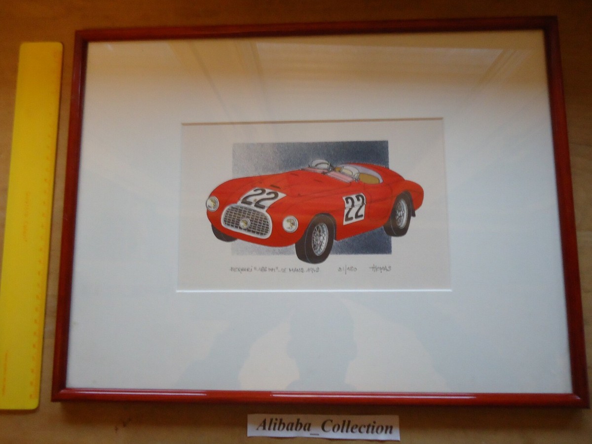 Lithograph Ferrari 166 MM 1949 22 24h Mans of the Hours