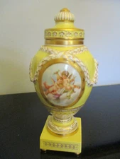 Antique 1830s KPM Berlin Porcelain Hand Painted Cupids Floral Gold Gilt Urn Vase