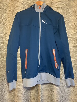 Puma Blue Jacket Exosphere Wind Cell RN 62200 Sz Medium (Collared And Hooded)