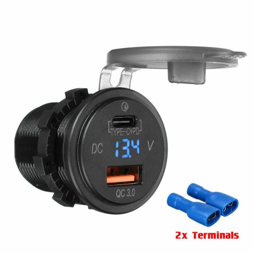 USB Type C PD + QC 3.0 Dual Car Charger Adapter 2 Port Cigarette Socket 12V-24V - Picture 6 of 8