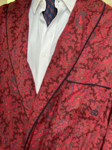 Gucci Vintage 1970's Paisley Mens Robe or Dressing Gown with GG Logo on Pocket - Picture 2 of 11