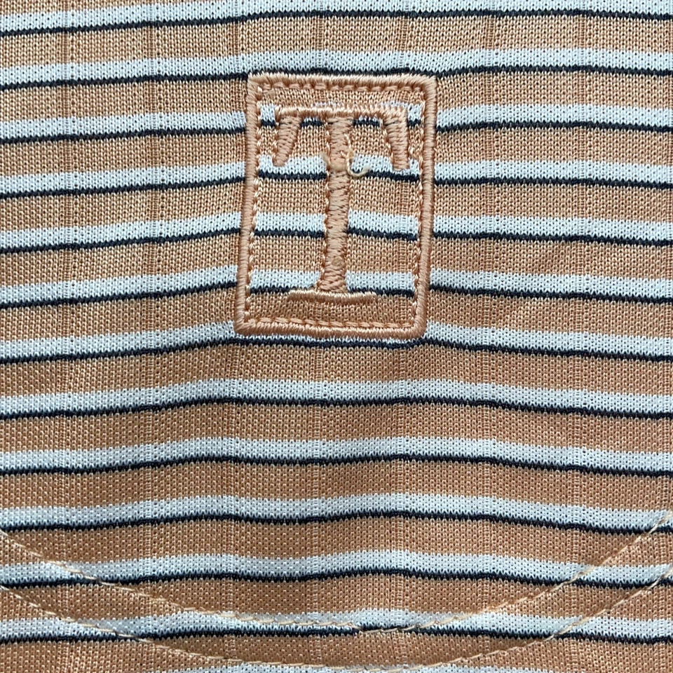 TEHAMA 男式中号条纹 Hang Em Dry 高尔夫 Polo 衫短袖 — 第 3/4 张图片