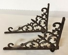 SET OF 2 FANCY FLEUR DE LIS WALL SHELF BRACKET Ornate Corbel Brace Bronze Finish — photo 4