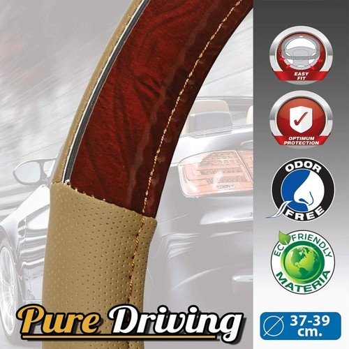 Steering Wheel Cover Wood Grain Chrome Line Fits 14.5" - 15.5" (M) - Picture 5 of 8
