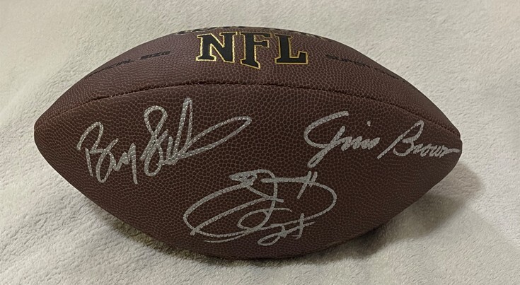 Jim Brown Autographed Signed Cleveland Browns Emmitt Smith Barry Sanders Football w/COA HOF RBs! 