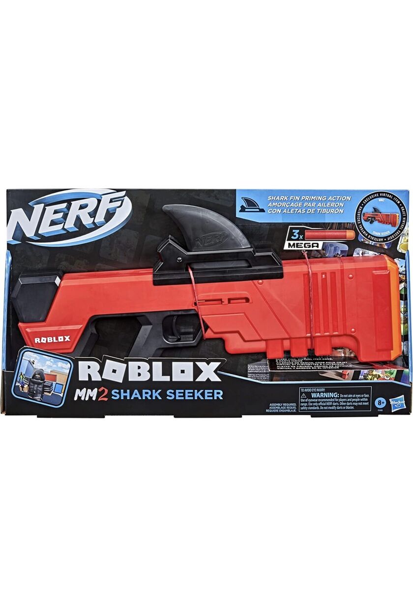 Nerf Roblox MM2: Shark Seeker Dart Blaster, 3 Nerf Mega Darts, Code To  Unlock In-Game Virtual Item - Nerf