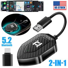 2-IN-1 Wireless CarPlay Adapter Android Auto Dongle Box Bluetooth for Autoradio