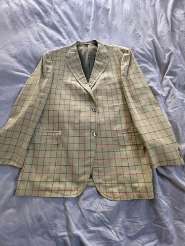 Vintage Varsity Town's Plaid Sport Jacket 44R Mustard 3-Button 50s-60s