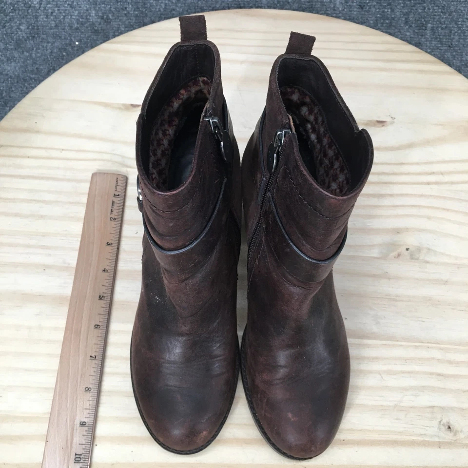 GEOX Botas Mujer 39.5 Botín Cuero Marrón Cremallera Lateral Informal Bloque D34H4E Foto 4 de 4