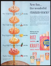 1961 RITZ CRACKERS & KRAFT CHEESE SPREAD Snack Food Kitchen Decor Vtg PRINT AD