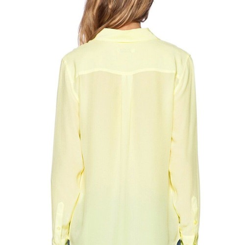 New York & Co. Women's Butter Yellow Button Up Blouse Sheer Spring Size XL NWT - Picture 7 of 14