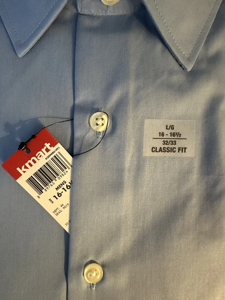 Camisa con botones Basic Editions para hombre talla grande 16-16,5 azul manga larga nueva con etiquetas Foto 2 de 3