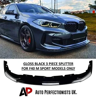 AUTO PERFECTIONISTS UK For BMW 1 Series F40 Gloss Black Front Splitter Spoiler Lip M Sport Performance