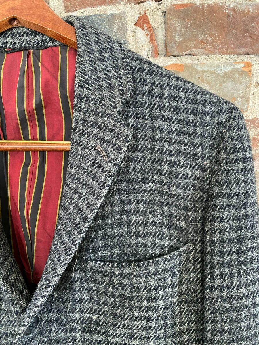 Vintage 40s 50s Harris Tweed Regimental Lining Jacket Sport Vintage 40s 50s Harris Tweed Regimental Lining Jacket Sport