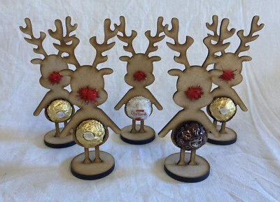 5x Free Standing Reindeers. Fits Ferrero Rocher/Lindt chocolates. Christmas Gift