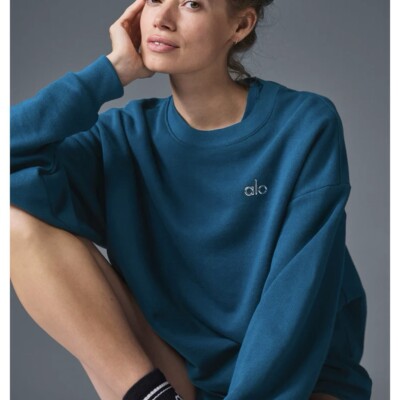 Alo Accolade Crew Neck Pullover NWT Eclipse Blue Size M | eBay