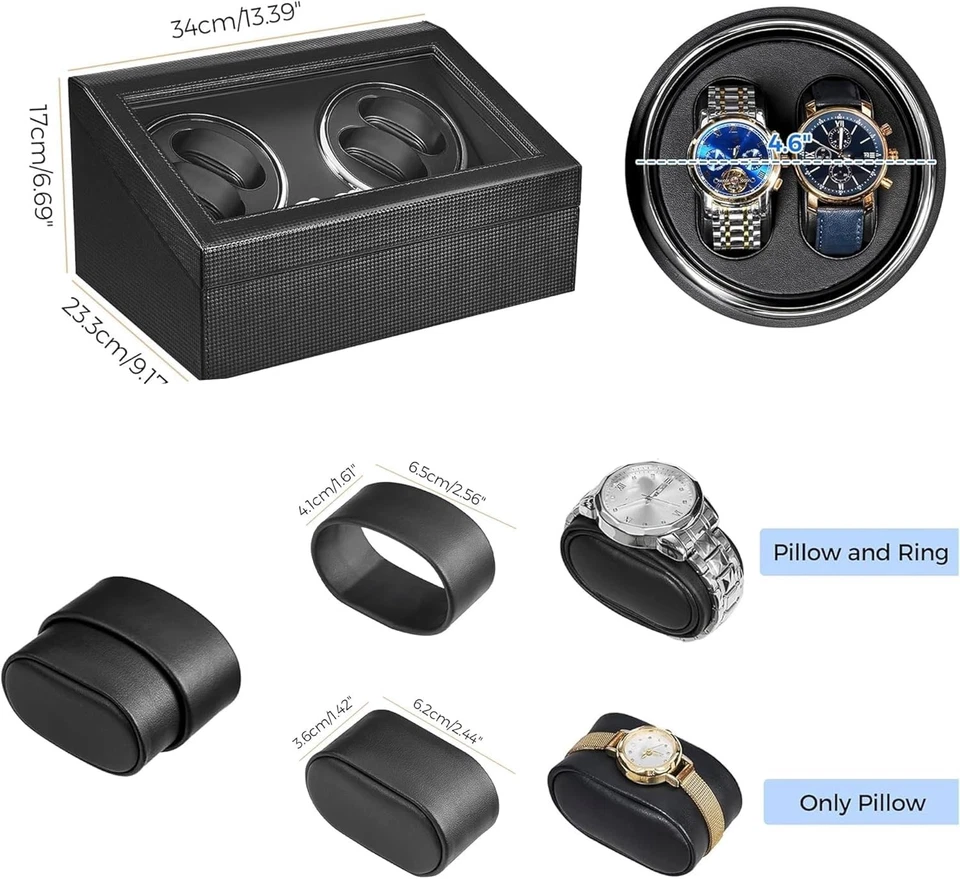Remontoir Montre Automatique 4+6 Fibre Carbone Silencieux LED 4 Modes - Photo 2/4