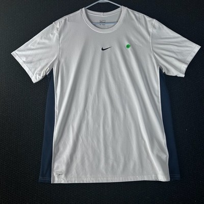 Vintage Nike Performance T Shirt White Navy Blue Athletic Gym Workout Mens XL
