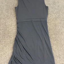 Ann Taylor Dress Womens 8 Gray Jersey Midi Sleeveless Ruching Bodycon