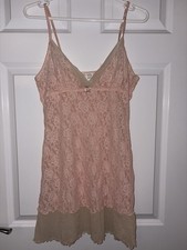 Vintage pink lace slip dress medium cami chemise Hanky Panky