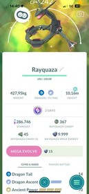 Pok&eacute;mon Go ✨ Shiny Rayquaza Mega Max CP with 3 skill & Dragon Ascent ✨ Mini PTC