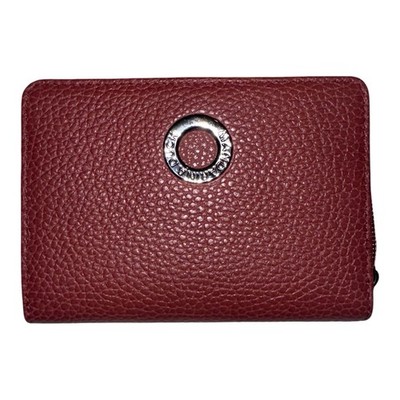 Mandarina Duck Leather Wallet Mahogany Zip Bifold Card Holder New
