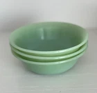 Jadeite Fire King set of 3 Berry Bowls  4.5" Jane Ray Ribbed Pattern