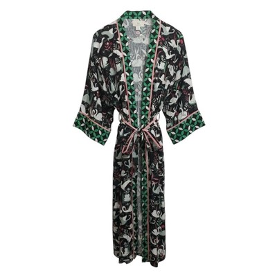 Printfresh Eco Satin Robe in Enchanted Swans Starless Sky NWT Size L/XL