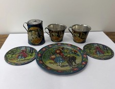 1930s Ohio Art Little Red Riding Hood Tin Litho Tea Set Bryan Ohio Toy Lot