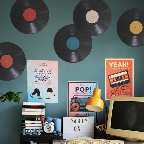 LIFKOME 8 Stück Schallplatten Wanddeko Vinyl 50er Jahre Rock and Roll... - Bild 5 von 8