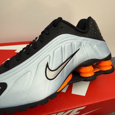 Nike Shox R4 Blue Tint Total Orange Black Silver Shoes AR3565 401