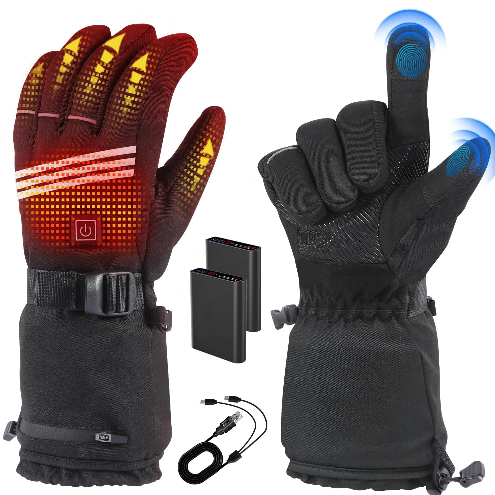 Heated Gloves for Men , Rechargeable Gloves with 4 Temperature Modes, 7.4V 50...