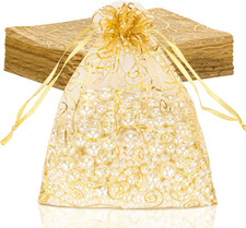 Organza Gift Bags 50 Pcs Gold Sheer Organza Bag 6x8 Inch Mesh Favor Bags Drawstr
