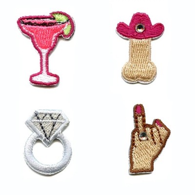 Bachelorette 4 Pack Mini Set Patch Ring Hand Marg Male Anatomy Embroidered Iron-
