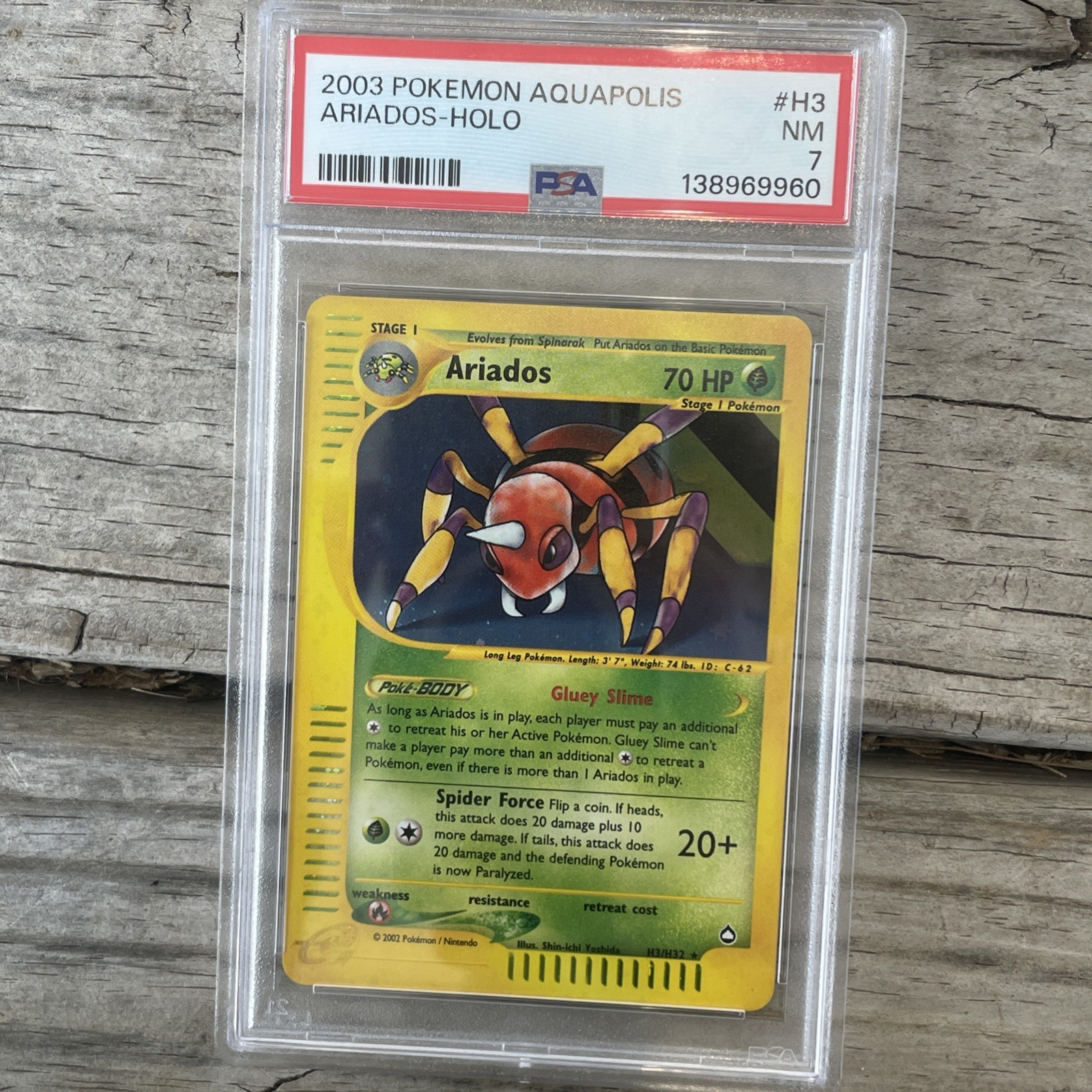PSA 7 Ariados Holo #H3 2003 Pokemon Aquapolis 87753514
