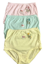 Vtg SO-EN Briefs Cotton Blend Underwear Panties Pastel w/ Flowers at Hip LARGE