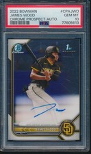 Psa 10 James Wood Auto 1st 2022 Bowman Chrome Prospects Padres Rc Gem Mint