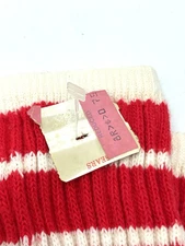 VTG Sears Socks 80's Tube NOS 14” White Red Sports Striped 8- 11 90s