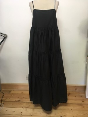 Matteau black cotton maxi sundress tiered dress strappy summery casual 6