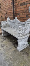 Egyptian Ornate Carved Concrete Garden Bench Classical Mythological antique lion
