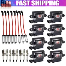 High Performance UF271 Ignition Coil+Spark Plug+Wire For Chevy GMC 4.8/5.3/6.0L