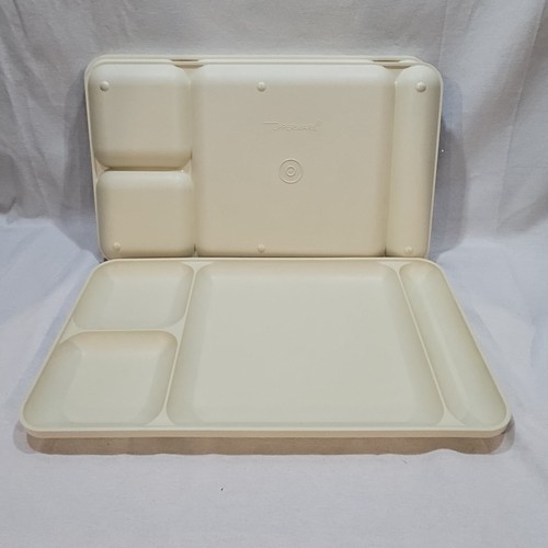 Lot of 4 Vtg Tupperware Cafeteria Divided Trays TV Camping RV 1535 Almond - Picture 12 of 12