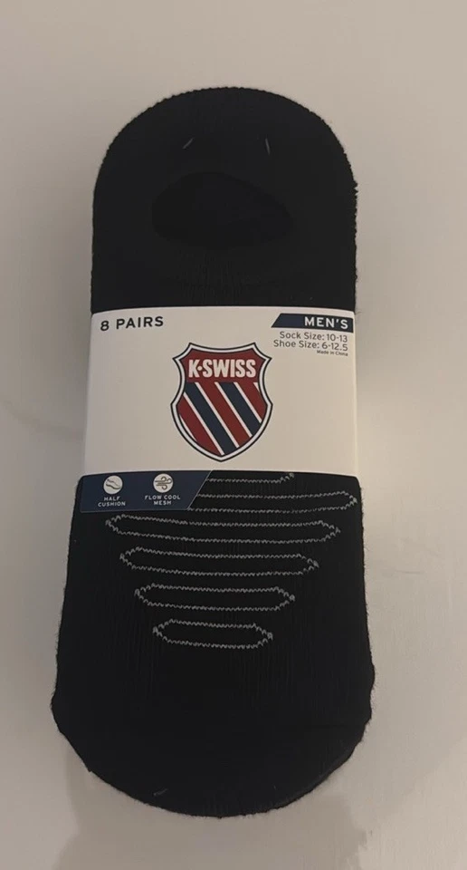 Kswiss Socks Mens Black 8 Pack No Show Cushioned - Image 3 of 3