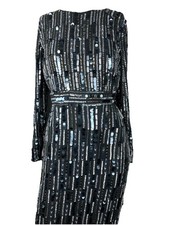 Nwt Mac Duggal 4 Paillette Dress Gown Silver Gray Sequin Spangle 93590