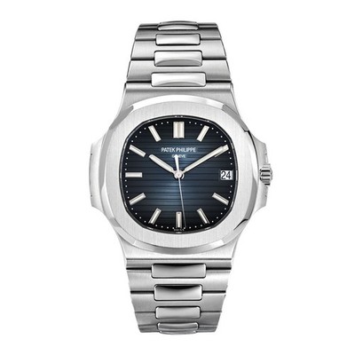 Patek Philippe Nautilus Watch 40MM Blue Index Hour Markers Dial Stainless Steel