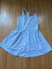 Sage Collective Light Blue Floral Racerback Fit  Flare Active Dress/short Lg