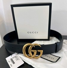 Authentic Gucci Black Leather Belt, Size 30-32 90cm 