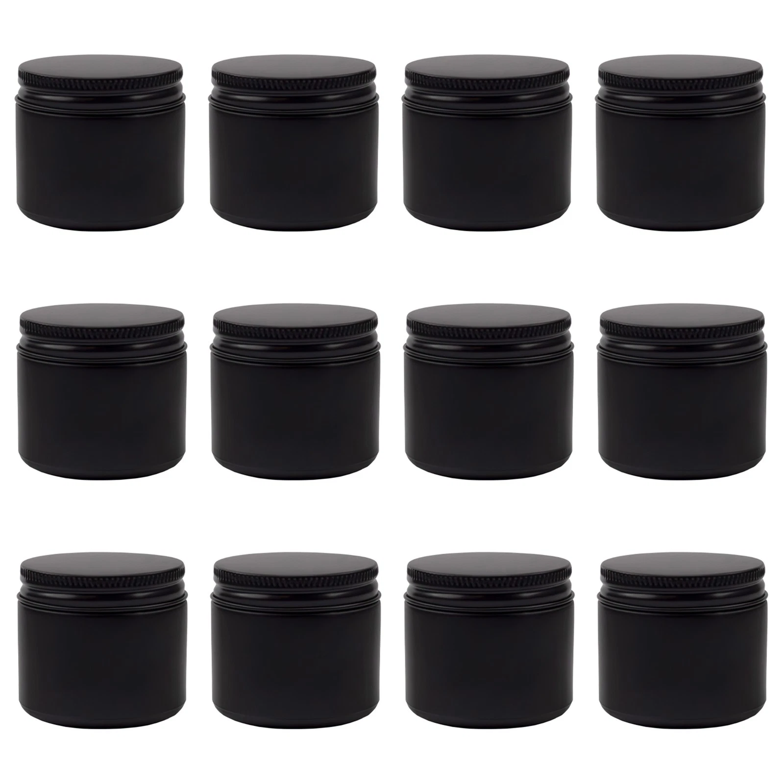 2oz Black Coated Glass Jars 12pk; Cosmetic Balm Jars w/ Black Metal Lids
Opens in a new window or ta